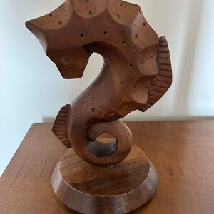Vintage Wooden Seahorse Sculpture